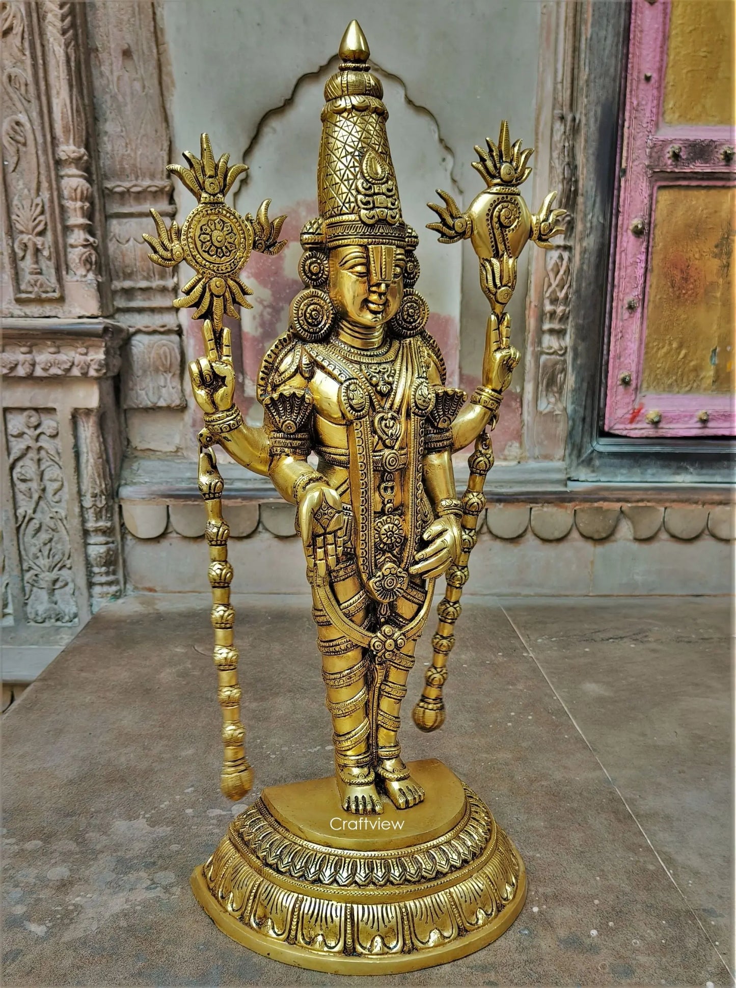 23" Brass Tirupati Balaji Venkateshwara Sculpture Craftsview