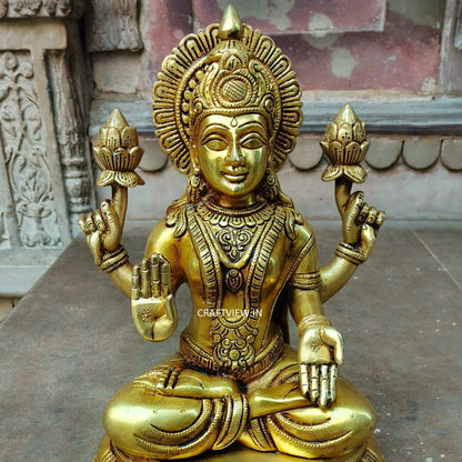 Brass Lakshmi Sculpture Super fine 14" Craftsview
