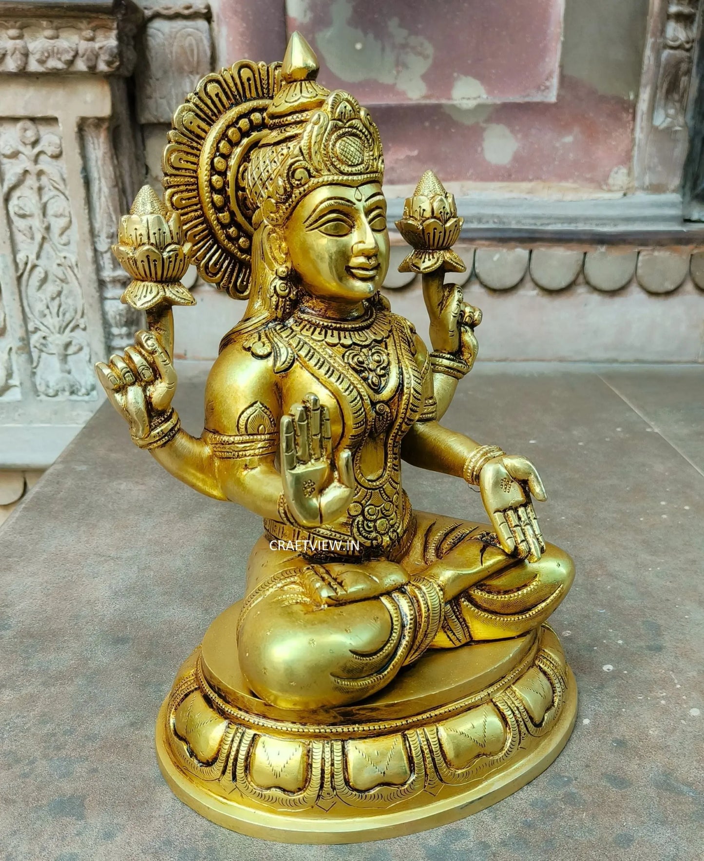 Brass Lakshmi Sculpture Super fine 14" Craftsview
