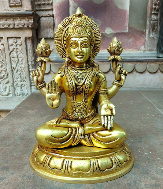 Brass Lakshmi Sculpture Super fine 14" Craftsview