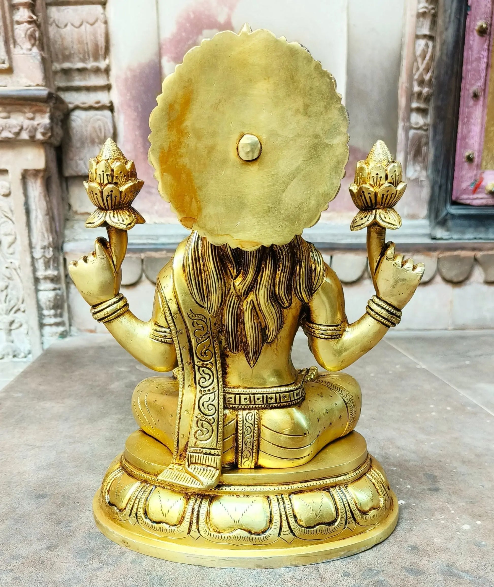 Brass Lakshmi Sculpture Super fine 14" Craftsview