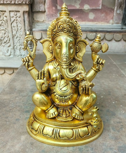 Brass Lord Ganesh Statue super fine 14" Craftsview