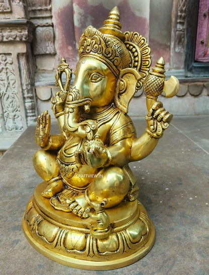 Brass Lord Ganesh Statue super fine 14" Craftsview