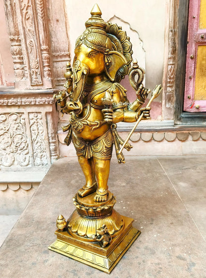 Brass Standing Six Hand Lord Ganesha Statue craftsview