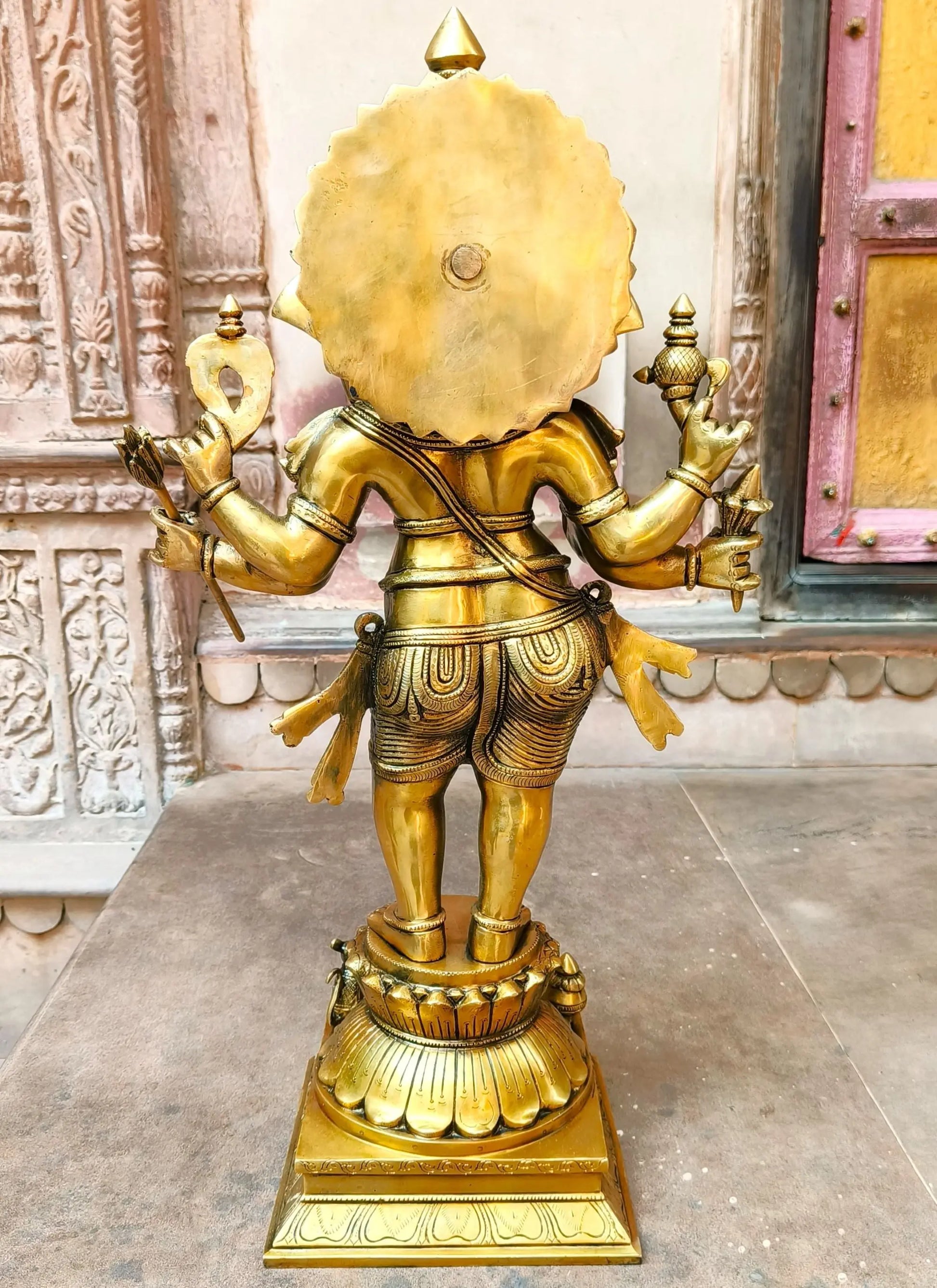 Brass Standing Six Hand Lord Ganesha Statue craftsview