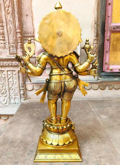 Brass Standing Six Hand Lord Ganesha Statue craftsview