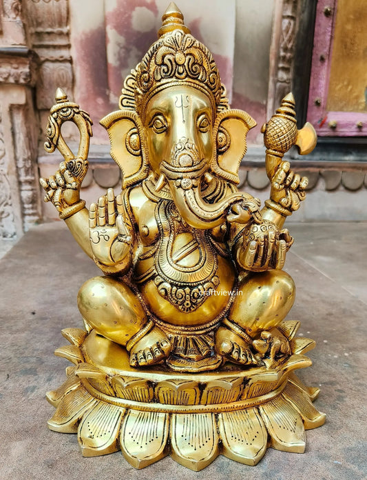 Brass Lord Ganesh Statue super fine 15" Craftsview