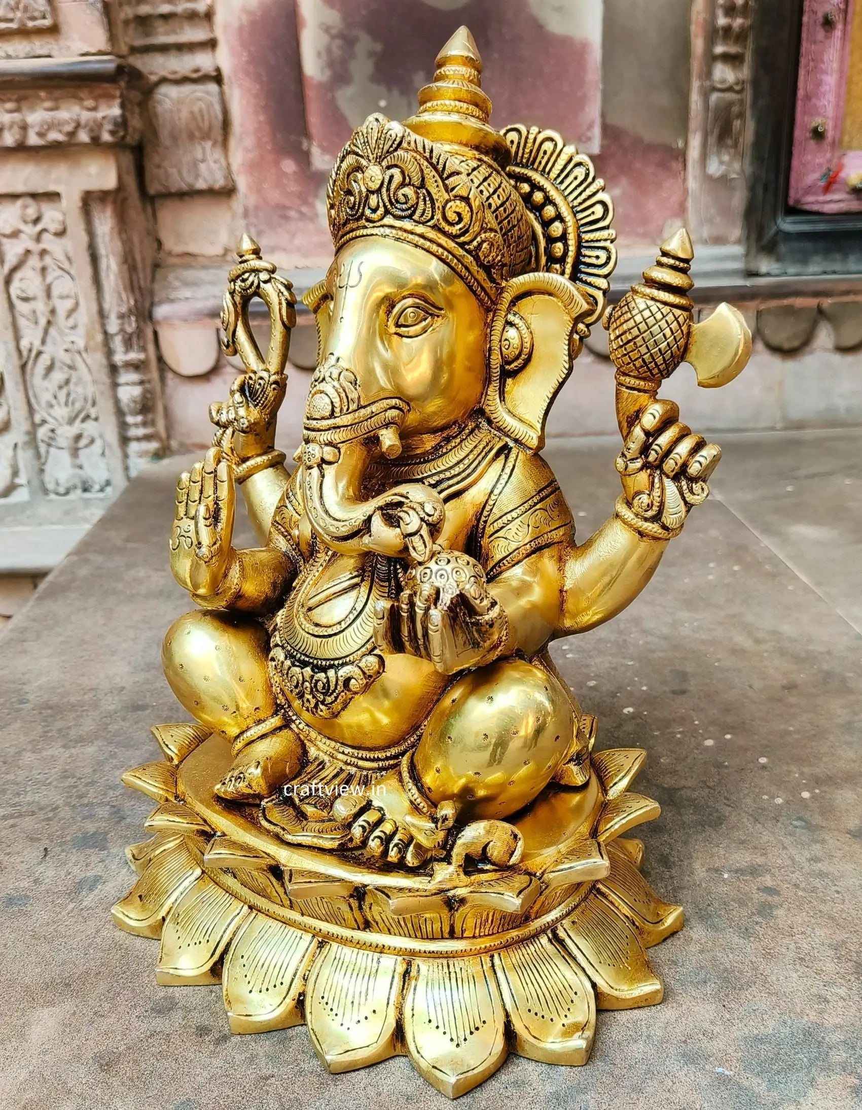 Brass Lord Ganesh Statue super fine 15" Craftsview