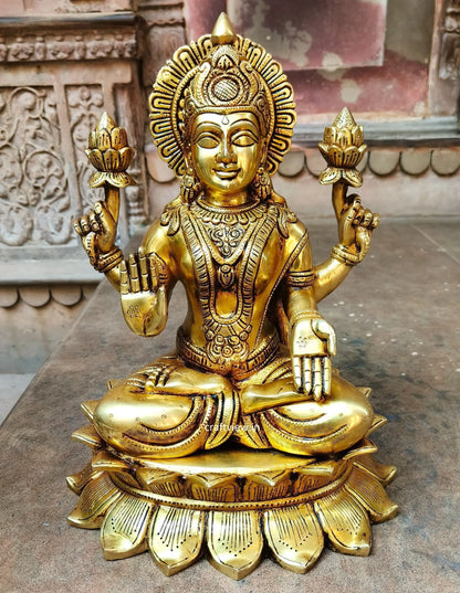 Brass Lakshmi Sculpture Super fine 15" Craftsview