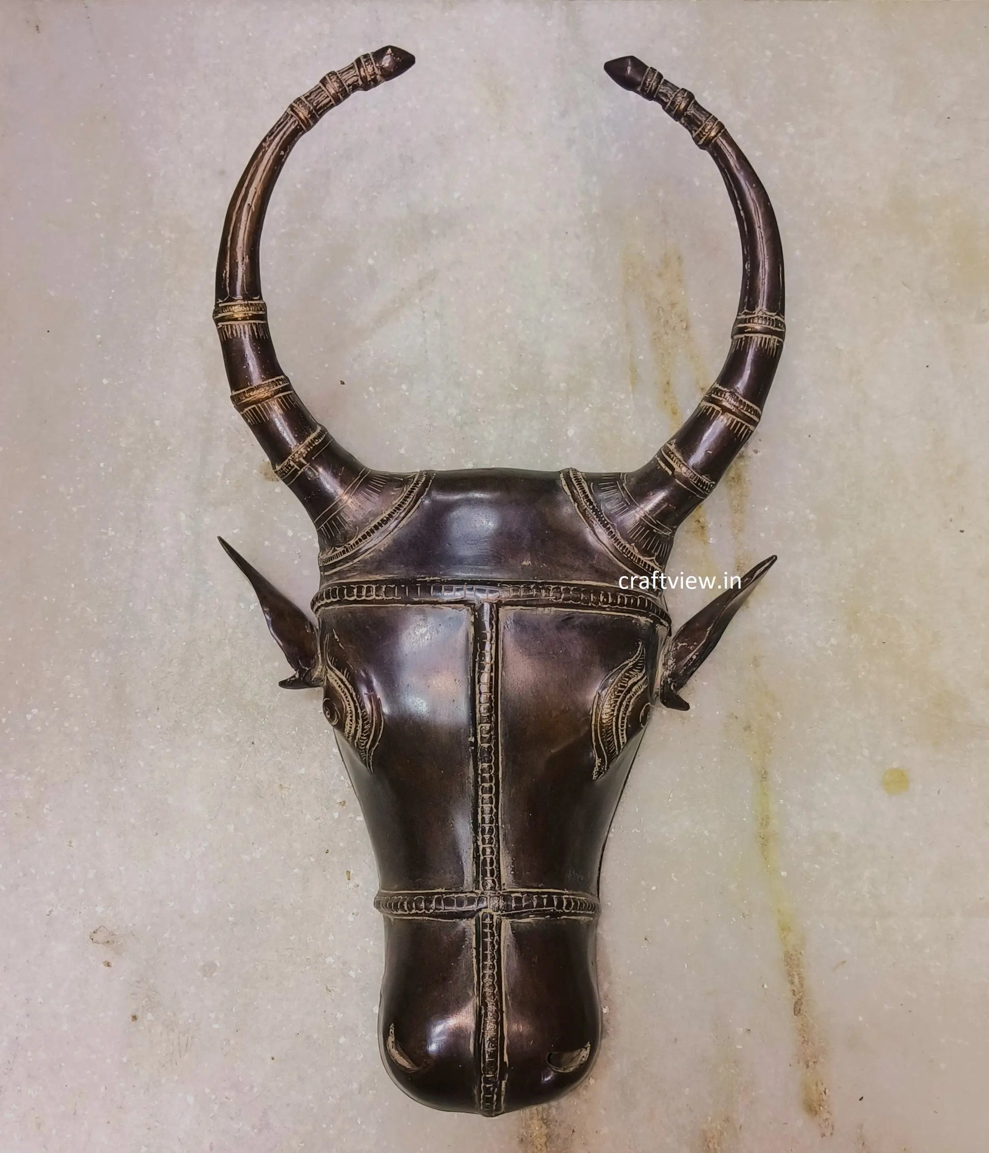 18" Brass Wall Hanging Bull Mask Craftsview