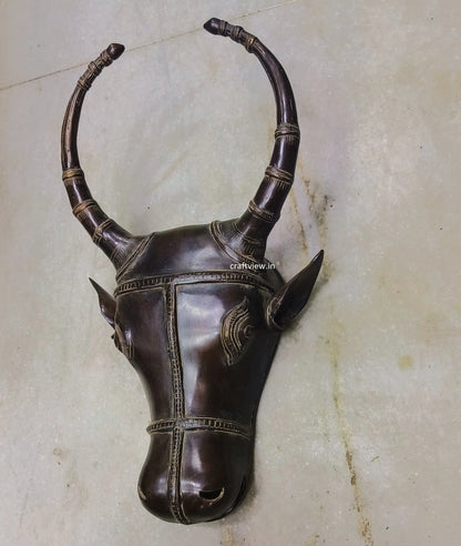 18" Brass Wall Hanging Bull Mask Craftsview