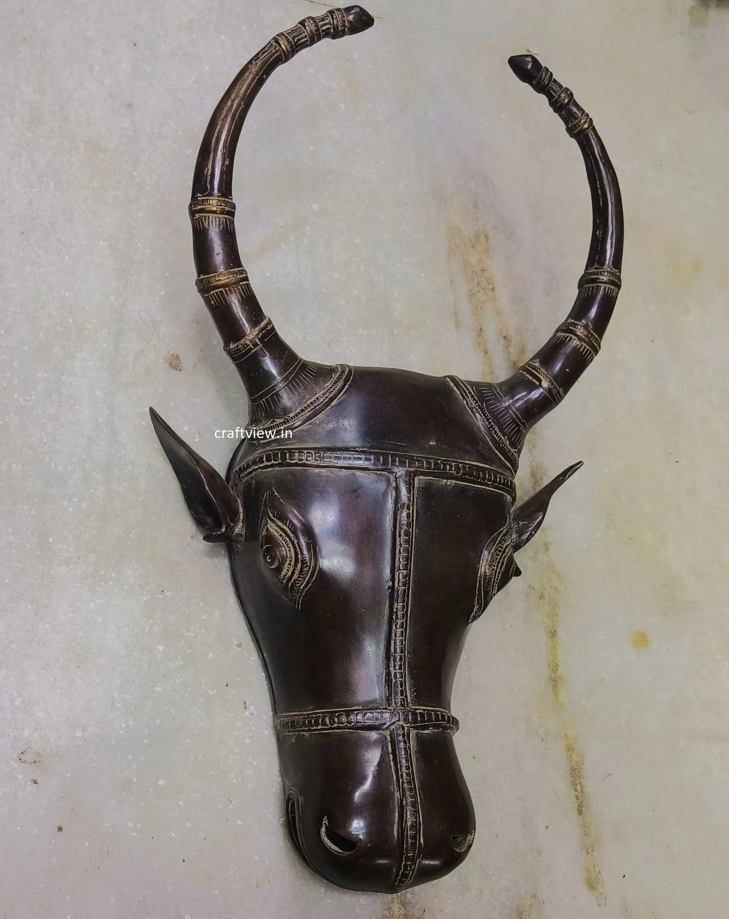 18" Brass Wall Hanging Bull Mask Craftsview