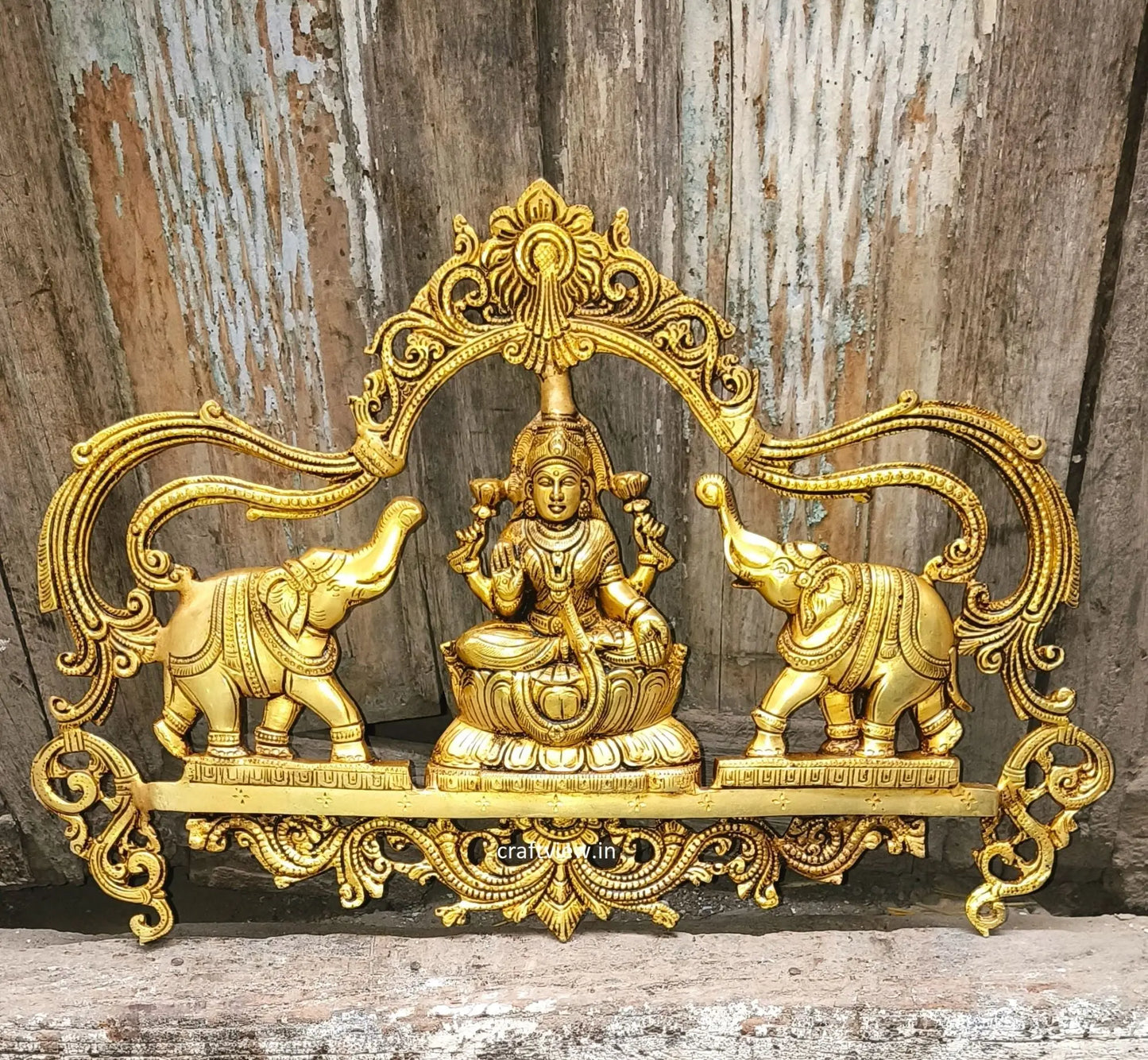 Brass Gajh Lakshmi Wall Ascents front Door Statue craftsview