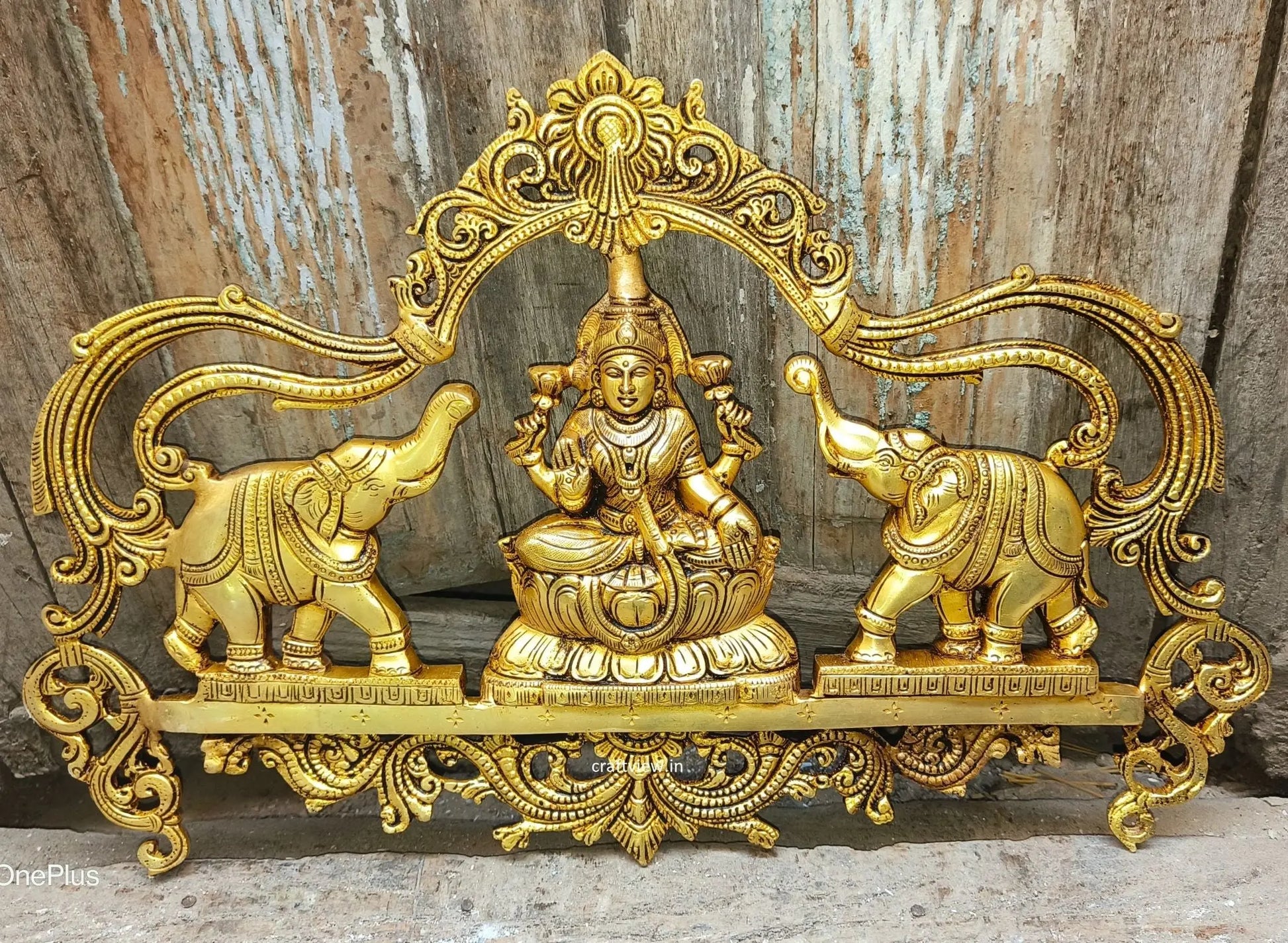 Brass Gajh Lakshmi Wall Ascents front Door Statue craftsview