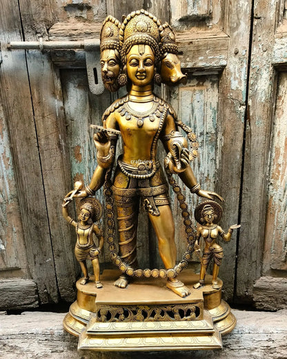 Exquisite Handcrafted Three-Headed Lord Vishnu Statue craftsview