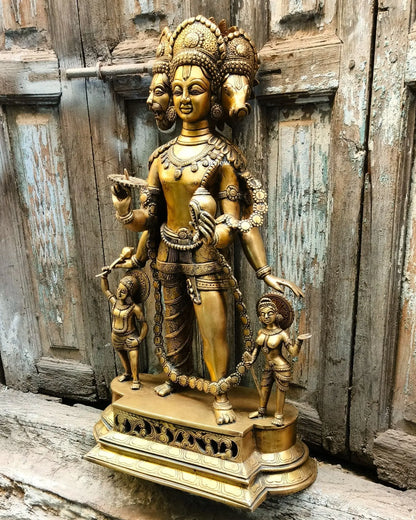 Exquisite Handcrafted Three-Headed Lord Vishnu Statue craftsview