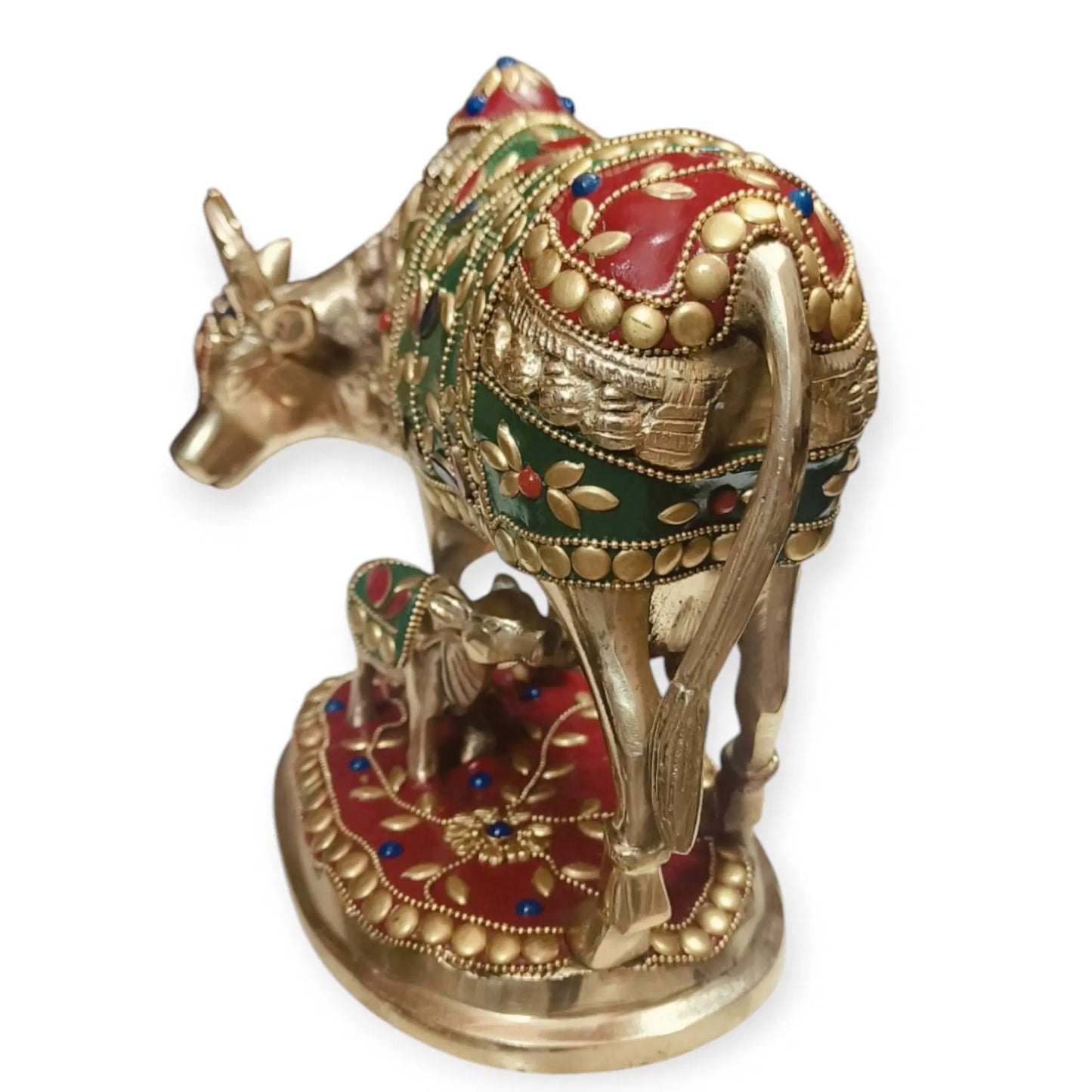 7" Brass Animal Cow and Calf Statue craftsview