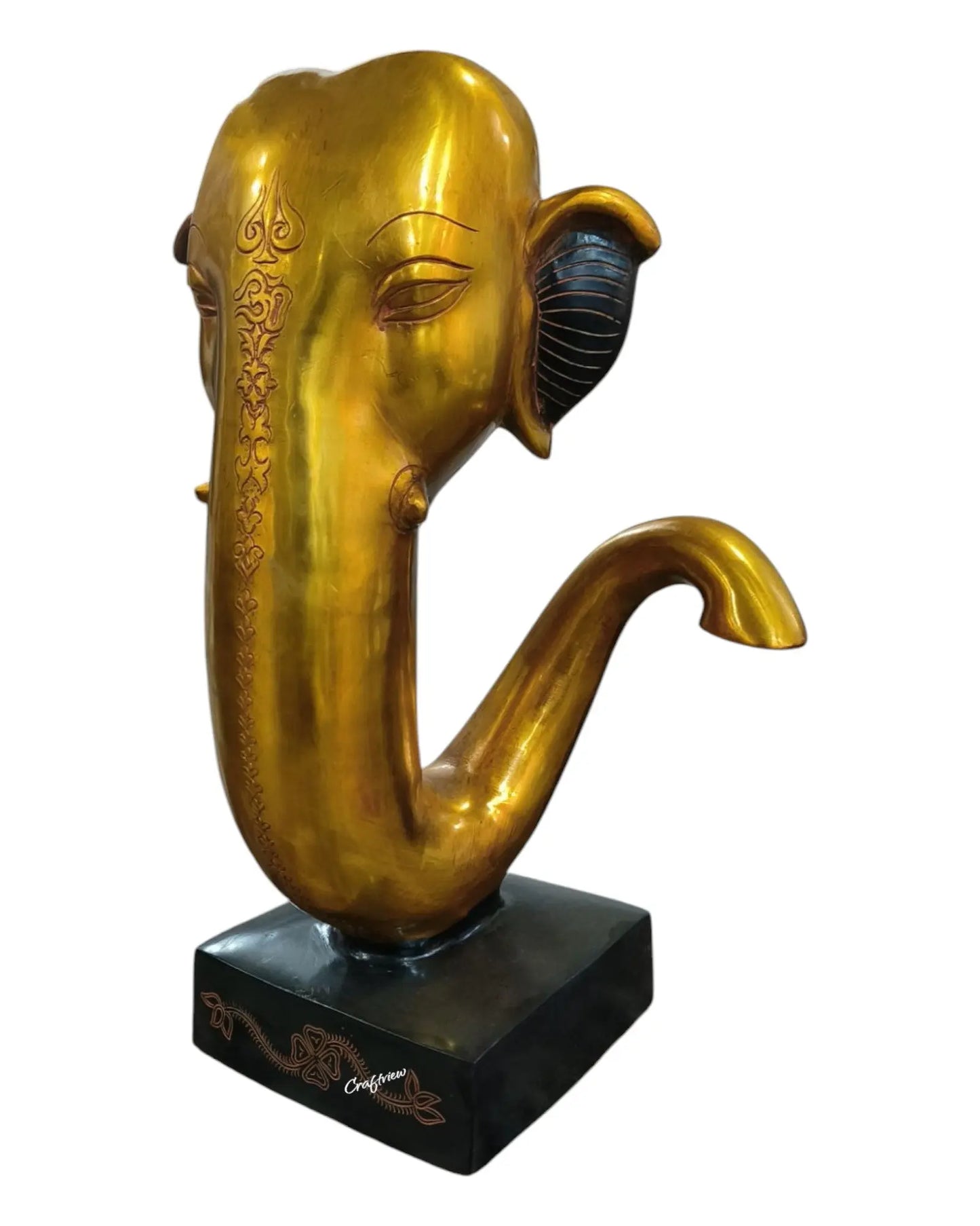 17" Brass Lord Ganesha Trunk Sculpture Craftsview