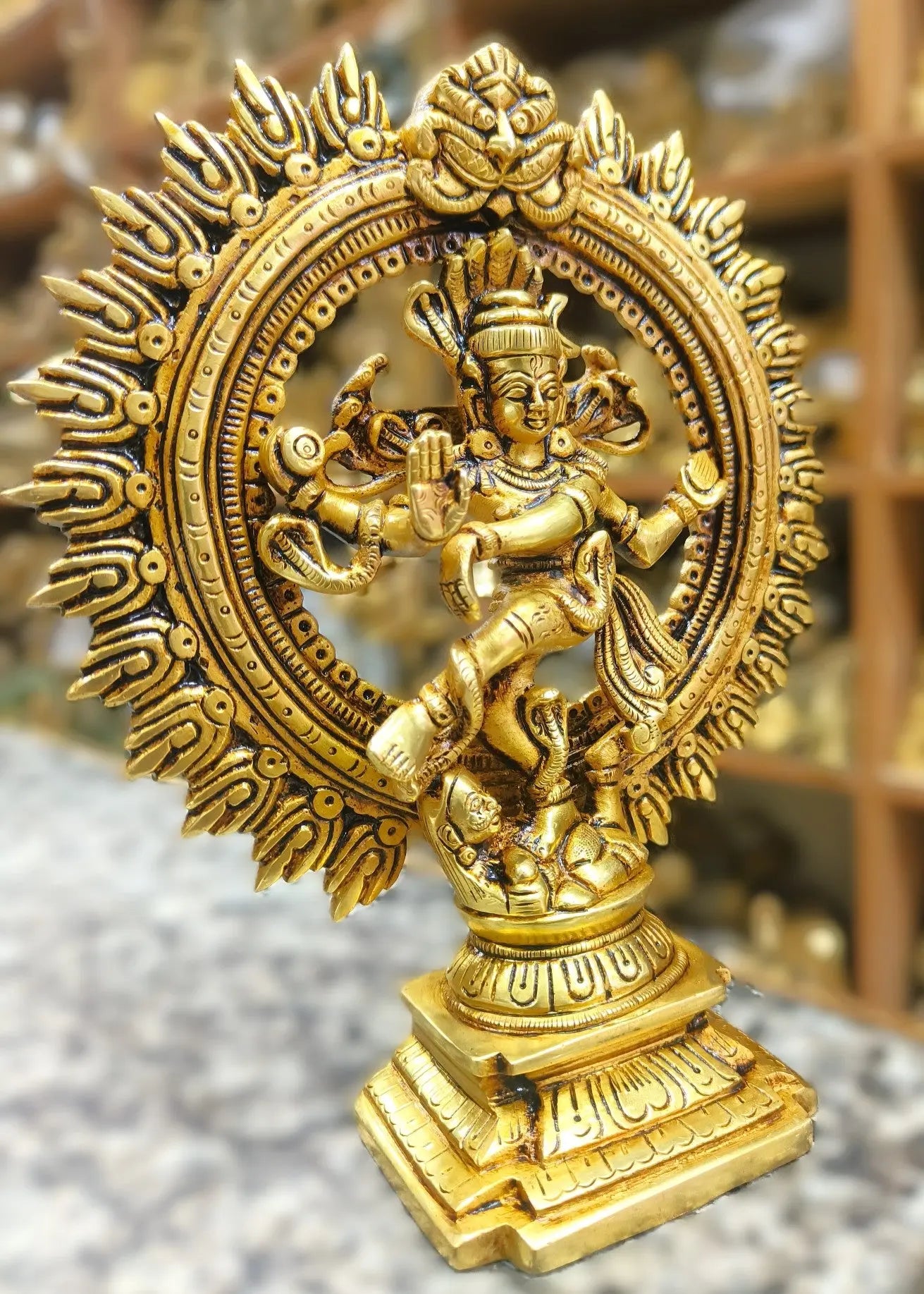 9" Brass Natraj Statue Vintage Gold Finish - Craftview