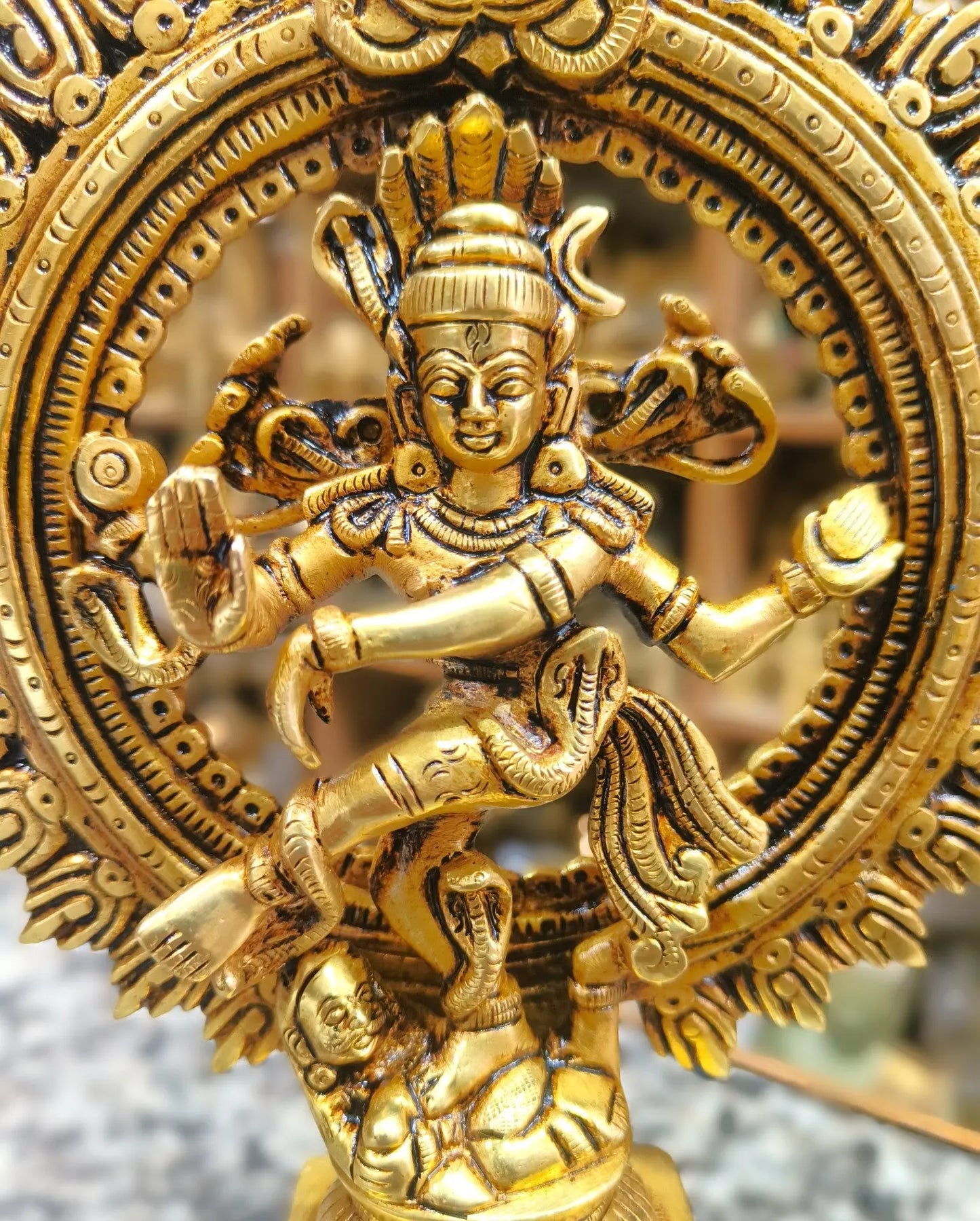 9" Brass Natraj Statue Vintage Gold Finish - Craftview