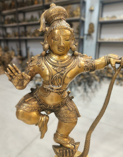 Artistic Shri Krishna Vanquishes Kaliya Sculpture 34"