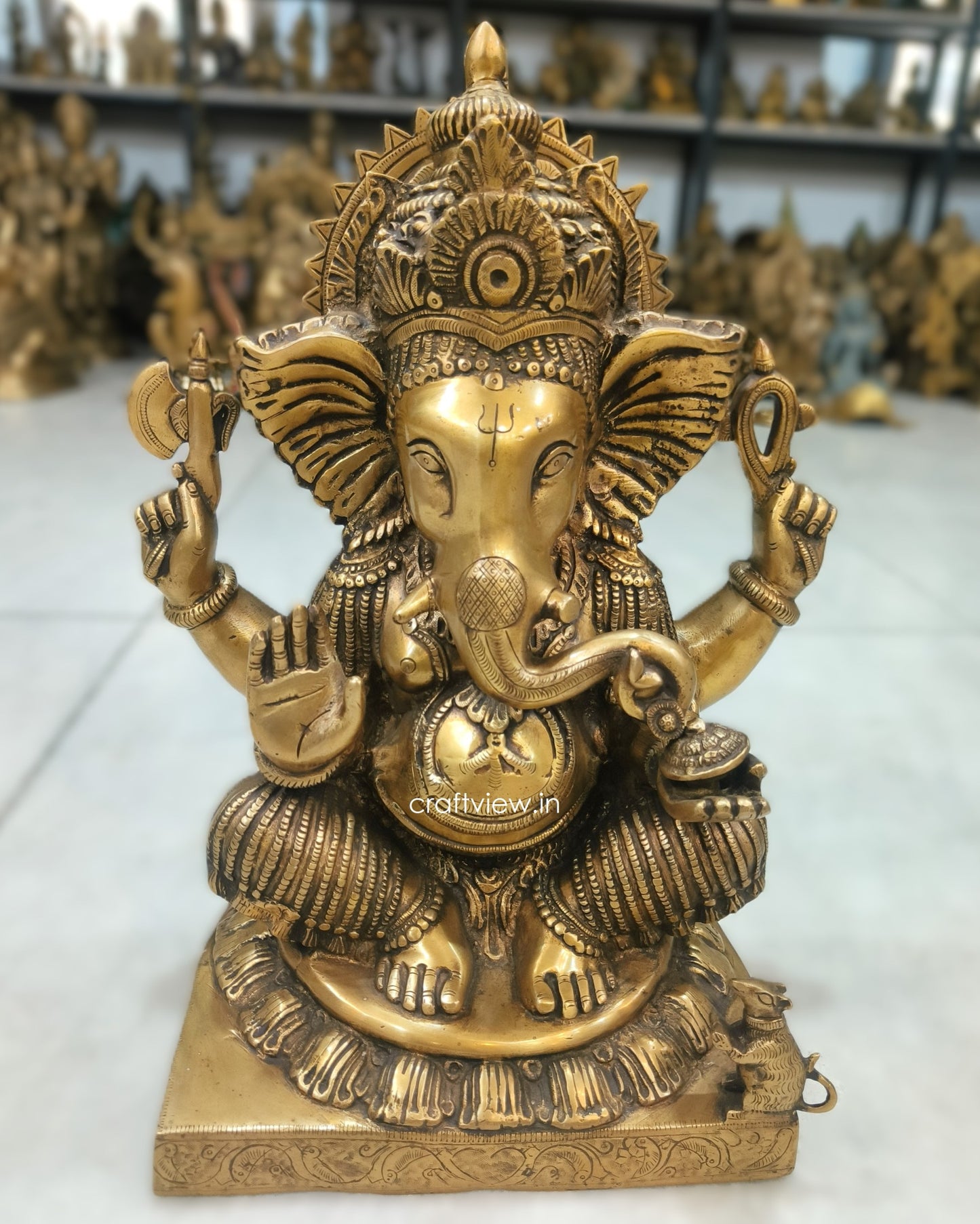 Brass Lord Ganesh Idol 17"