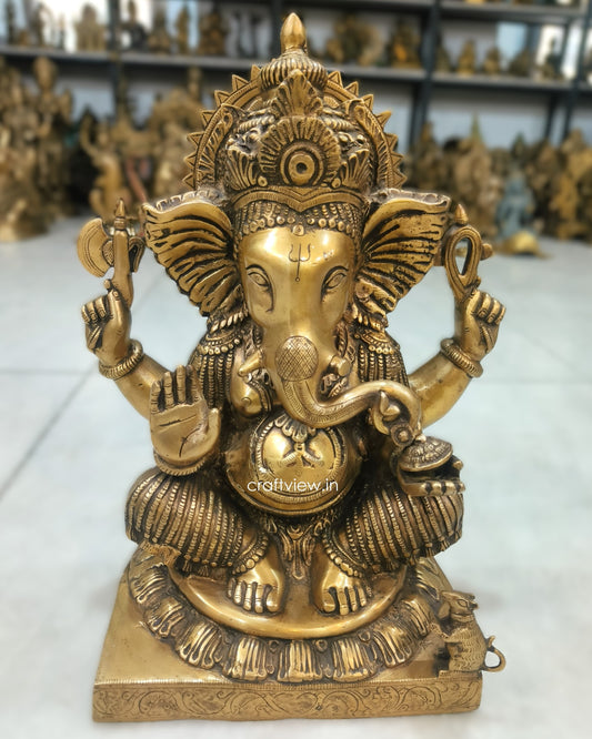Brass Lord Ganesh Idol 17"