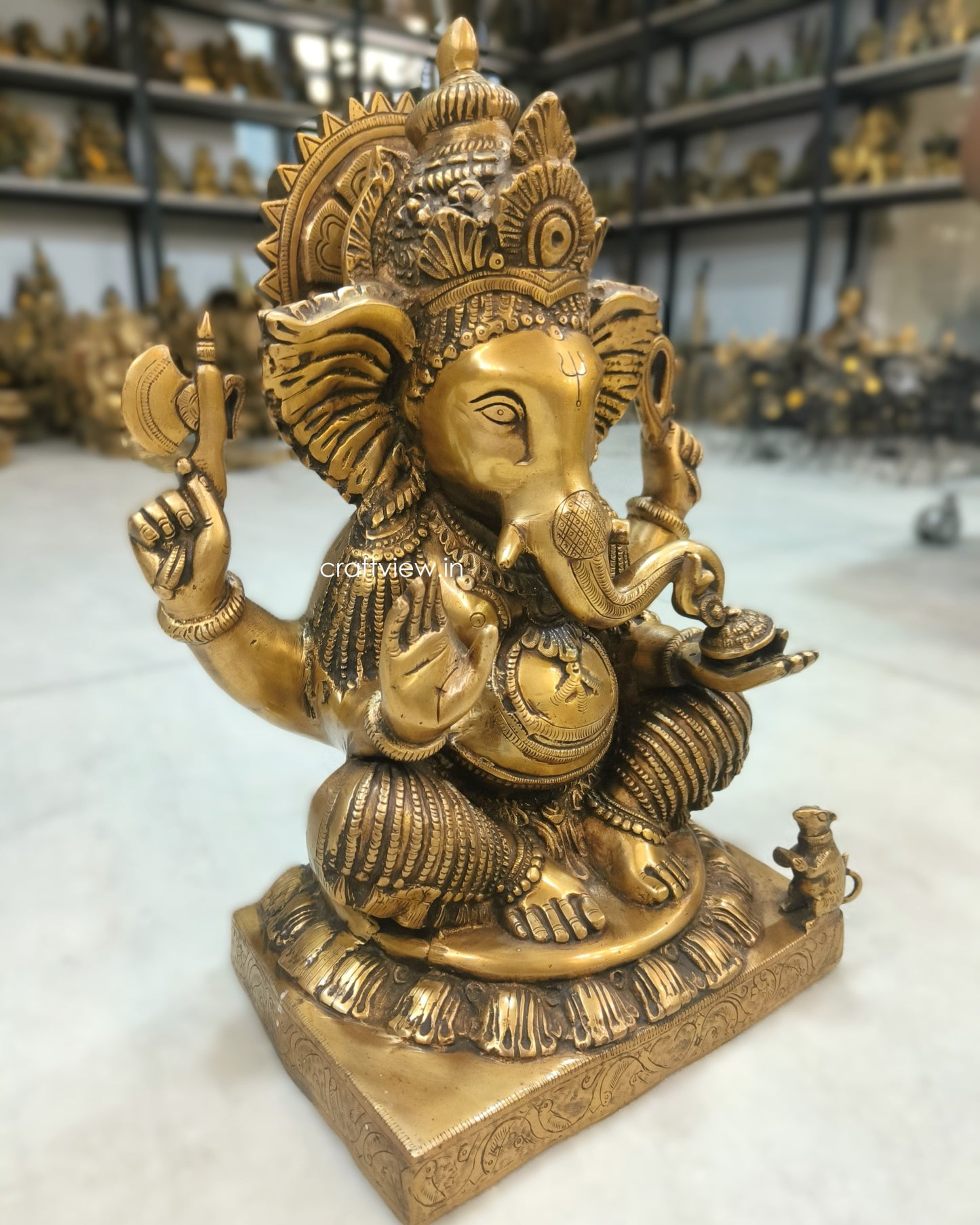 Brass Lord Ganesh Idol 17"