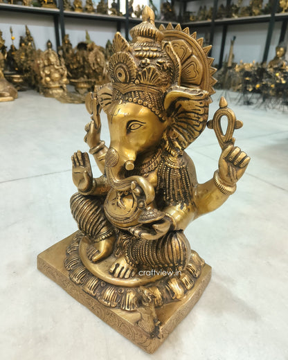 Brass Lord Ganesh Idol 17"