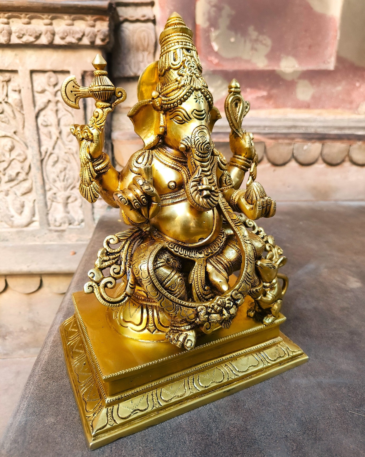 32cm Dakshinabhimukhi Brass Ganesh Idol