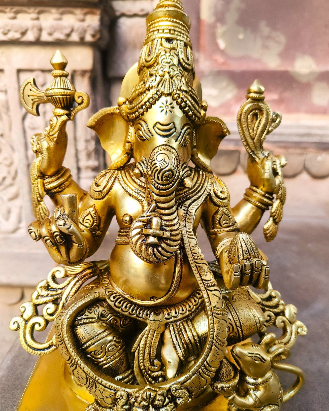 32cm Dakshinabhimukhi Brass Ganesh Idol