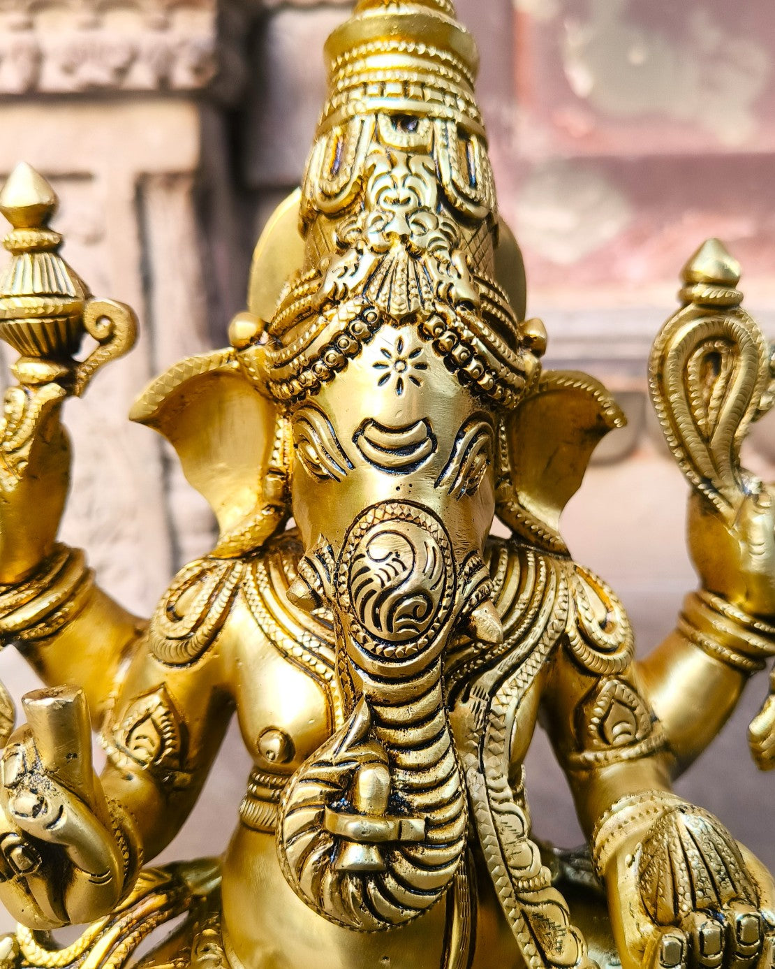 32cm Dakshinabhimukhi Brass Ganesh Idol