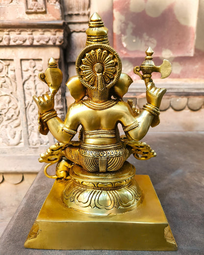 32cm Dakshinabhimukhi Brass Ganesh Idol