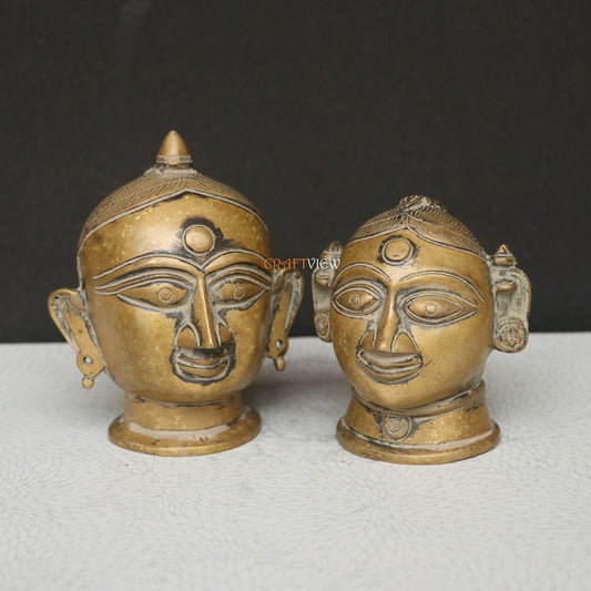 5" Brass Shiva Gauri Decorative Head Table Décor
