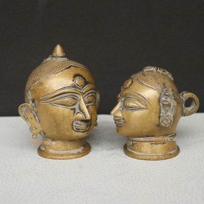 5" Brass Shiva Gauri Decorative Head Table Décor