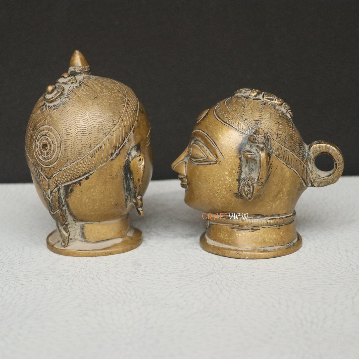 5" Brass Shiva Gauri Decorative Head Table Décor