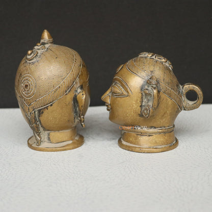 5" Brass Shiva Gauri Decorative Head Table Décor