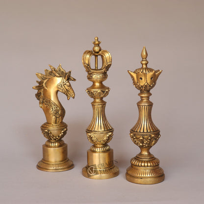 Brass Royal Elegance Chess Piece Finials – Knight, King & Bishop