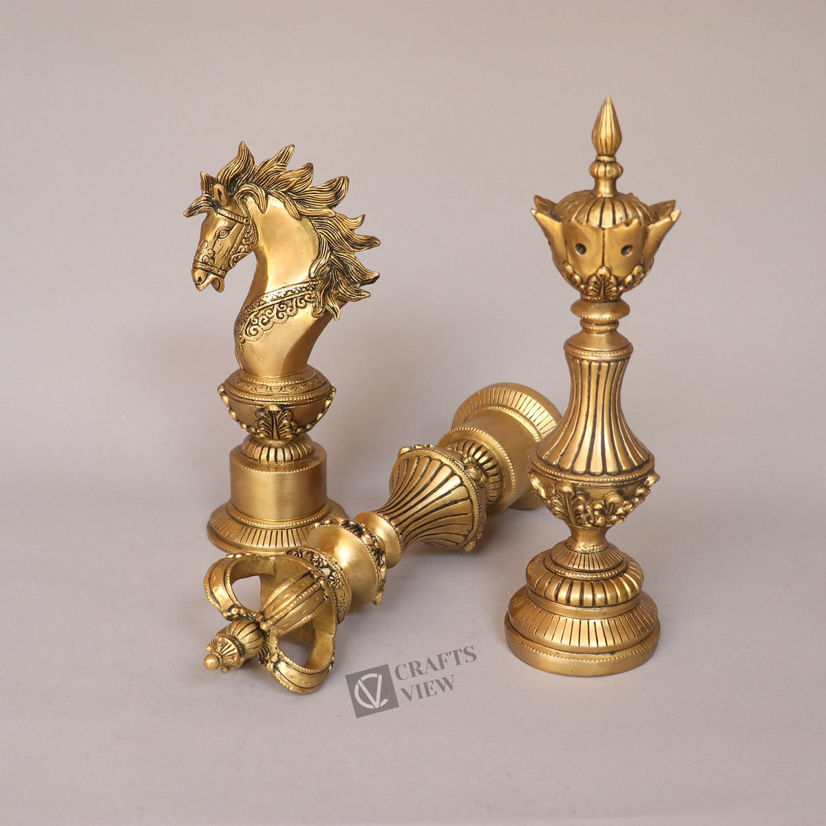 Brass Royal Elegance Chess Piece Finials – Knight, King & Bishop