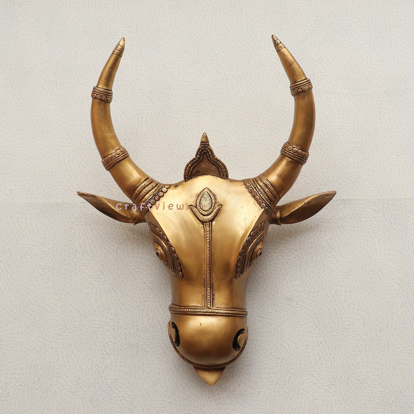 Brass Nandi Bull Wall Hanging Mask for Divine Décor