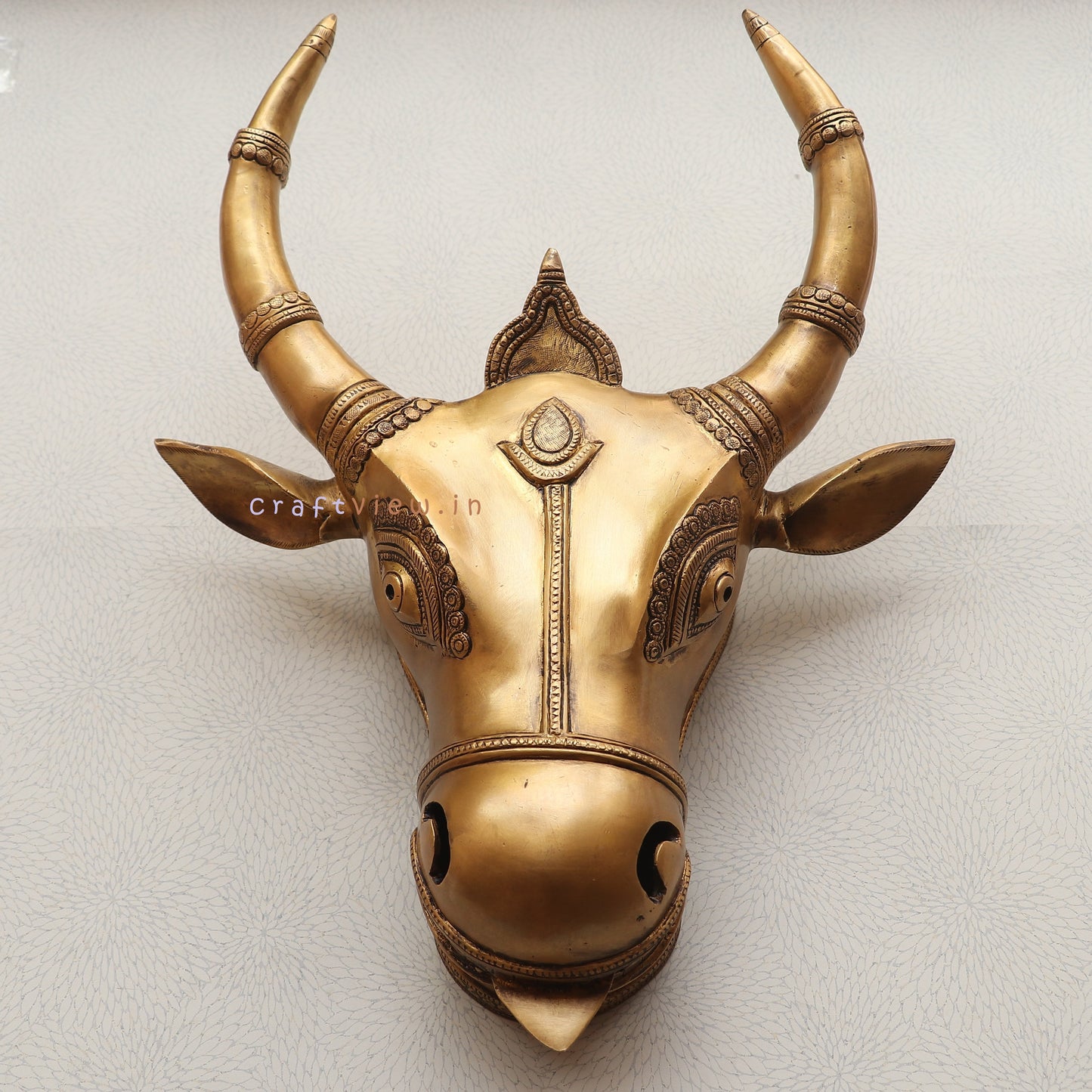 Brass Nandi Bull Wall Hanging Mask for Divine Décor