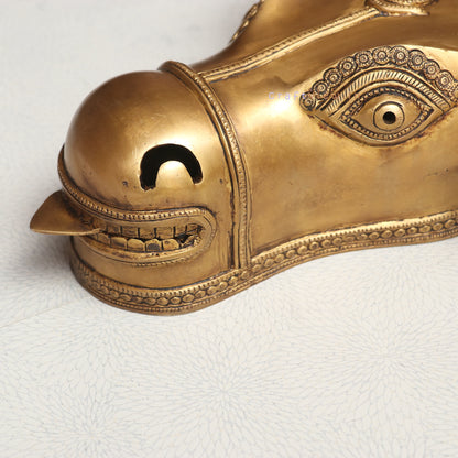 Brass Nandi Bull Wall Hanging Mask for Divine Décor