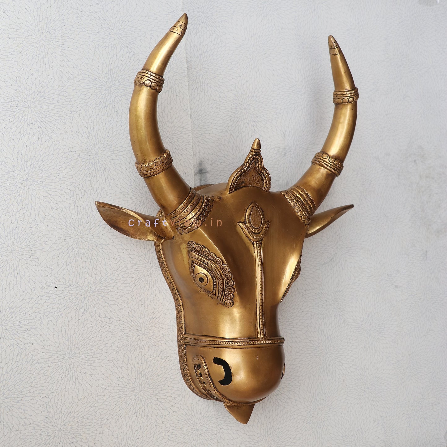 Brass Nandi Bull Wall Hanging Mask for Divine Décor