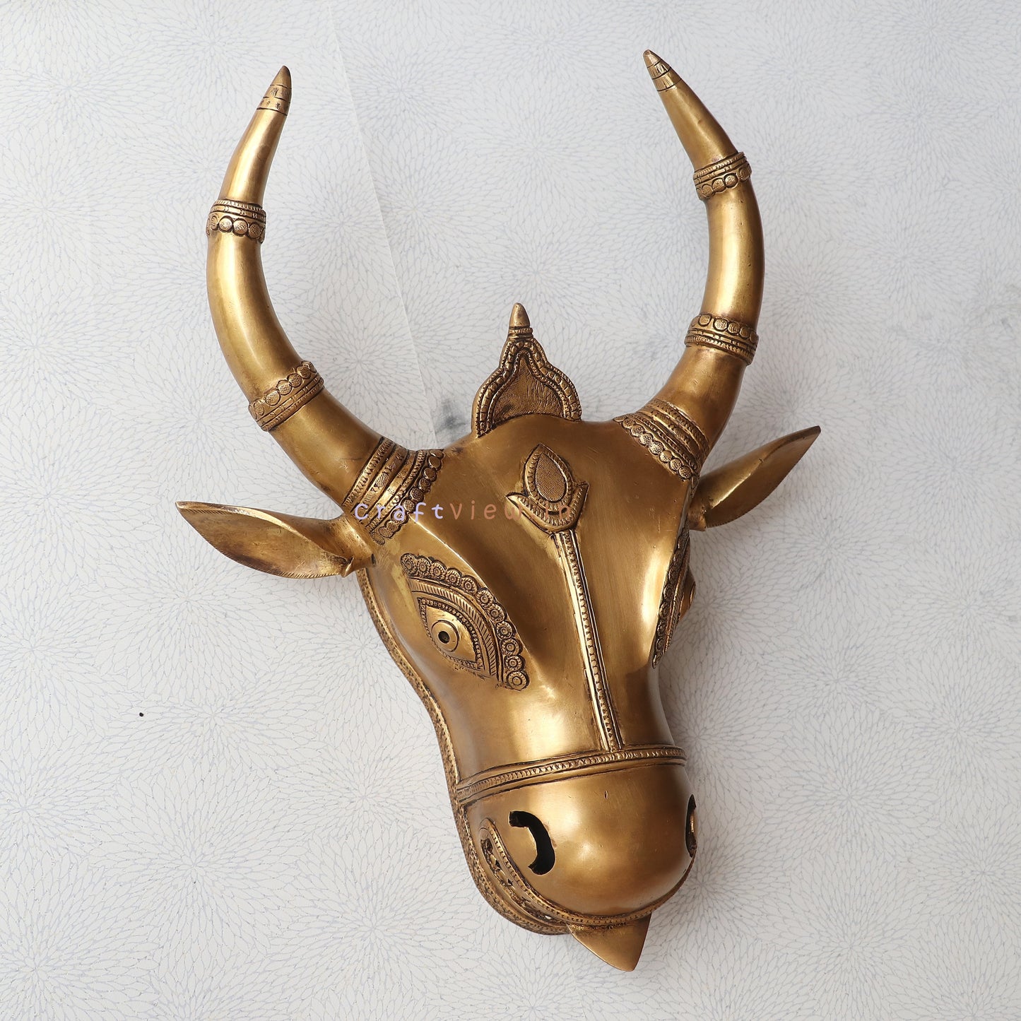 Brass Nandi Bull Wall Hanging Mask for Divine Décor