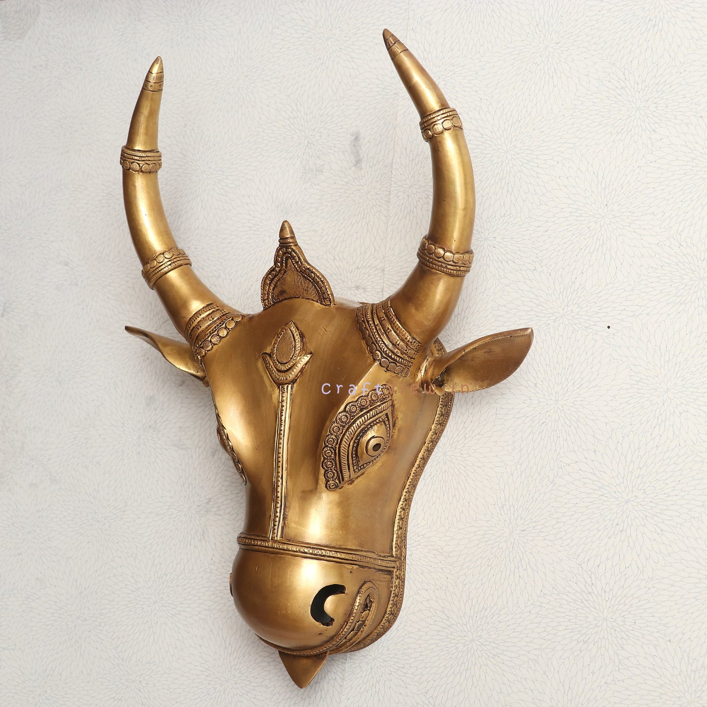 Brass Nandi Bull Wall Hanging Mask for Divine Décor