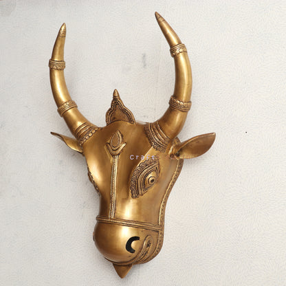 Brass Nandi Bull Wall Hanging Mask for Divine Décor