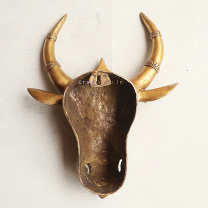 Brass Nandi Bull Wall Hanging Mask for Divine Décor