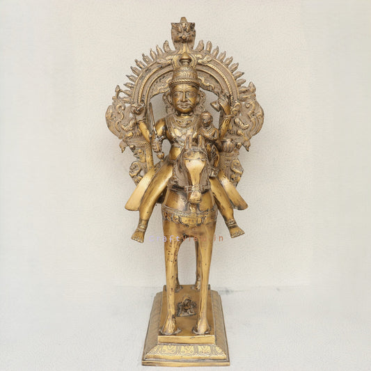 Divine Grace in Brass: Vintage Khandoba Figurine for Home Decoration