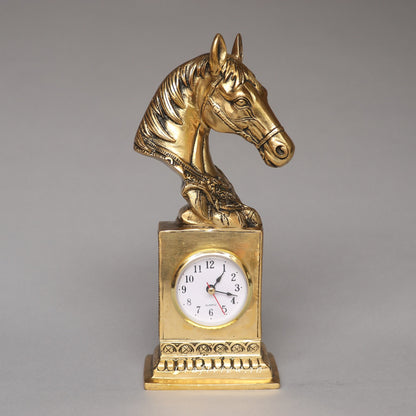 Galloping Through Brass Clock Tabletop Décor