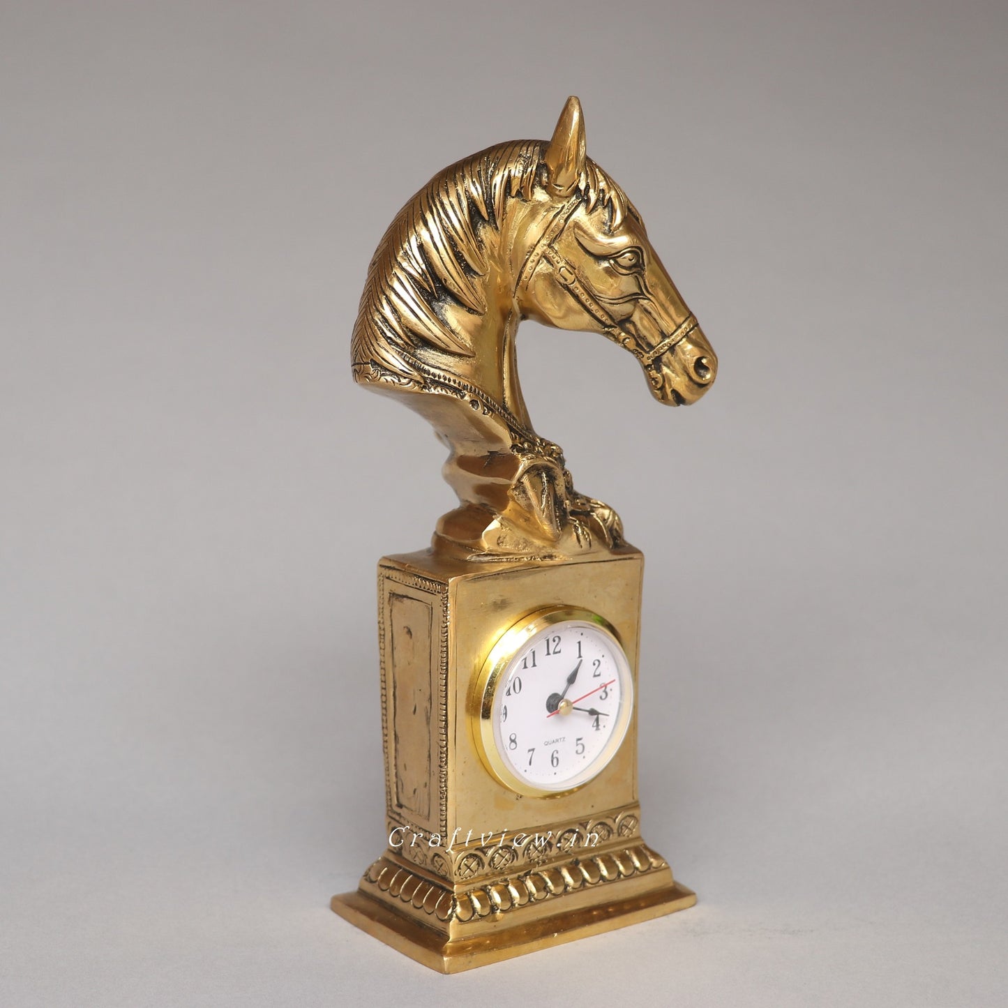 Galloping Through Brass Clock Tabletop Décor
